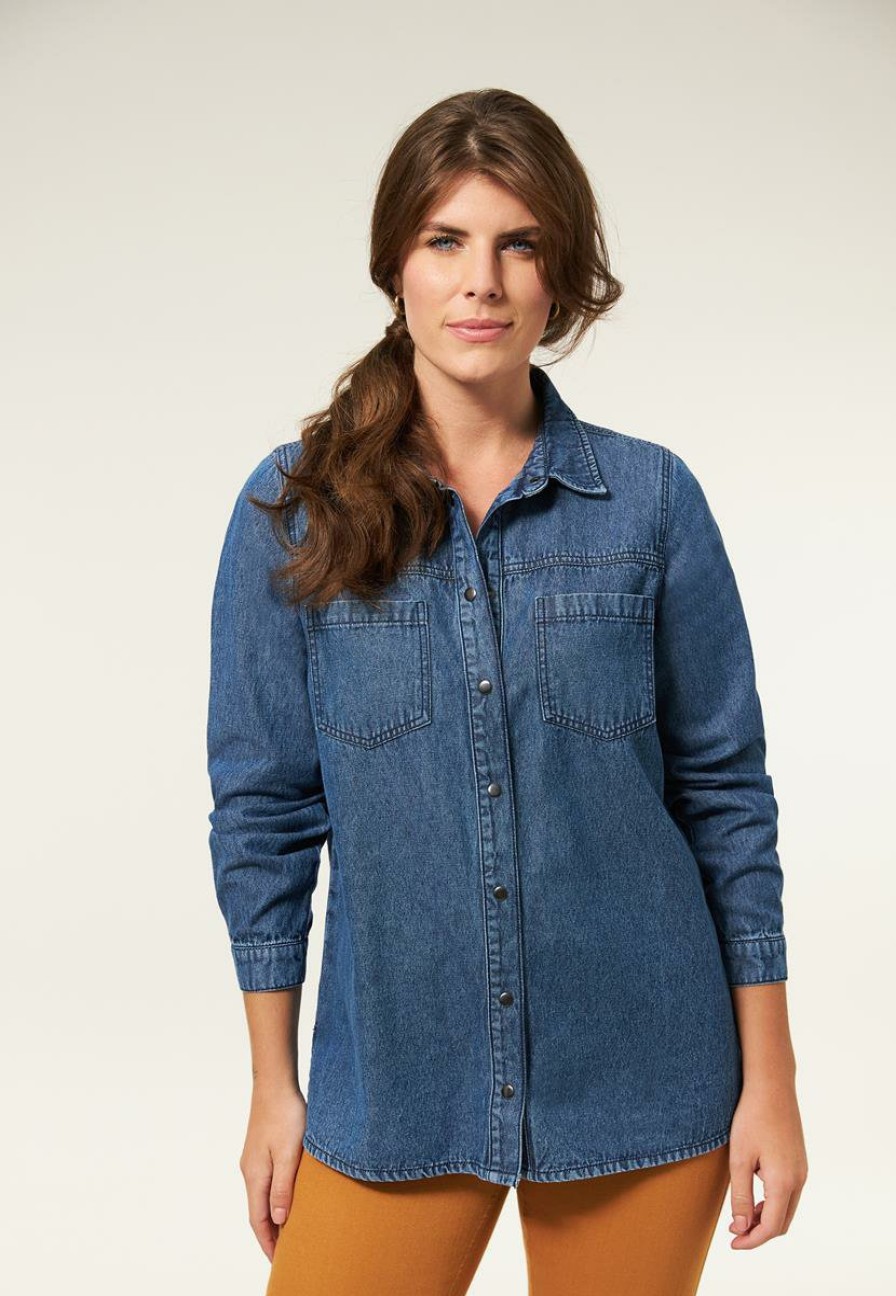 CLOTHING Miss Etam | Blouse Denim Blauw