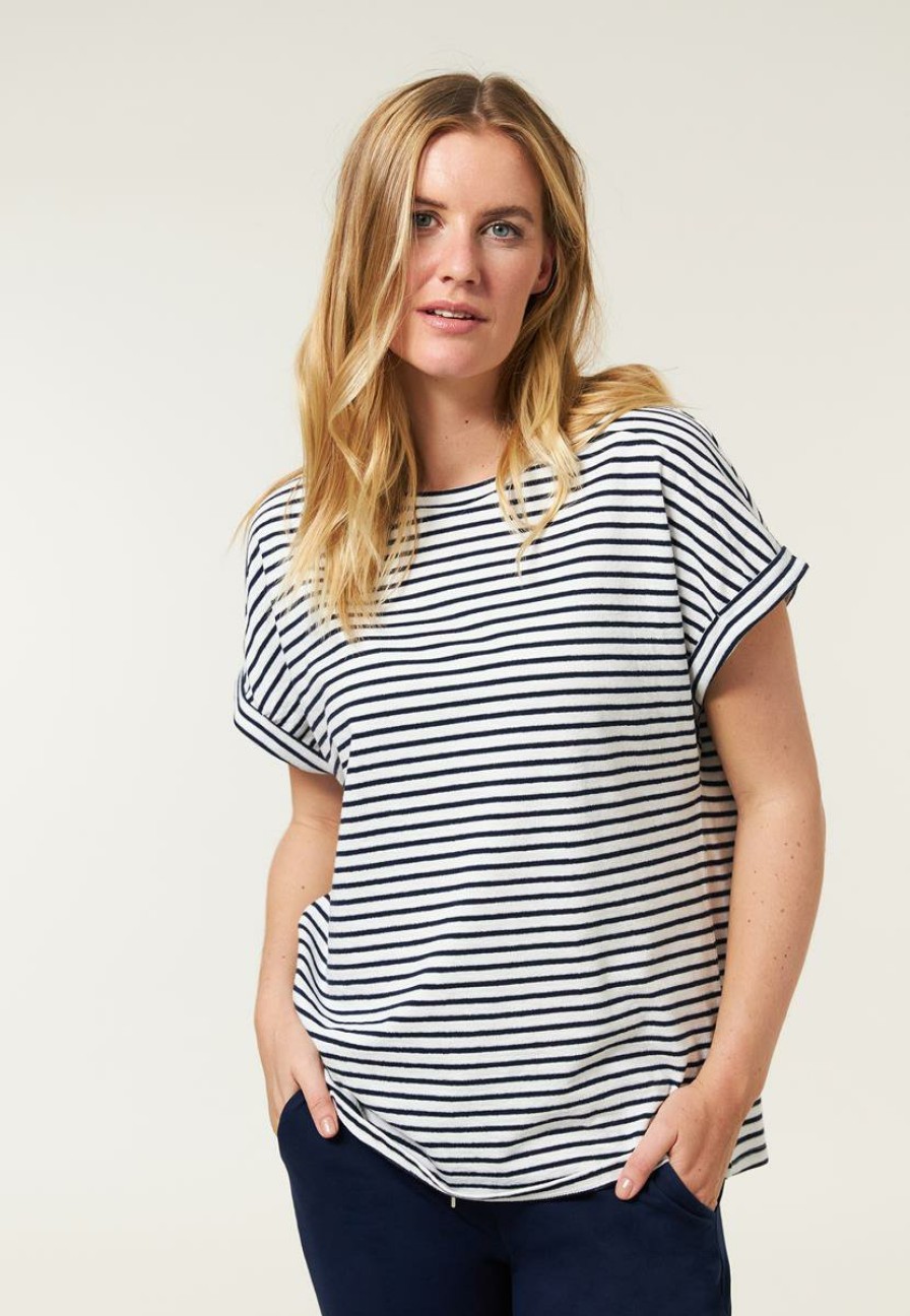 CLOTHING Miss Etam | Top Streep Blauw