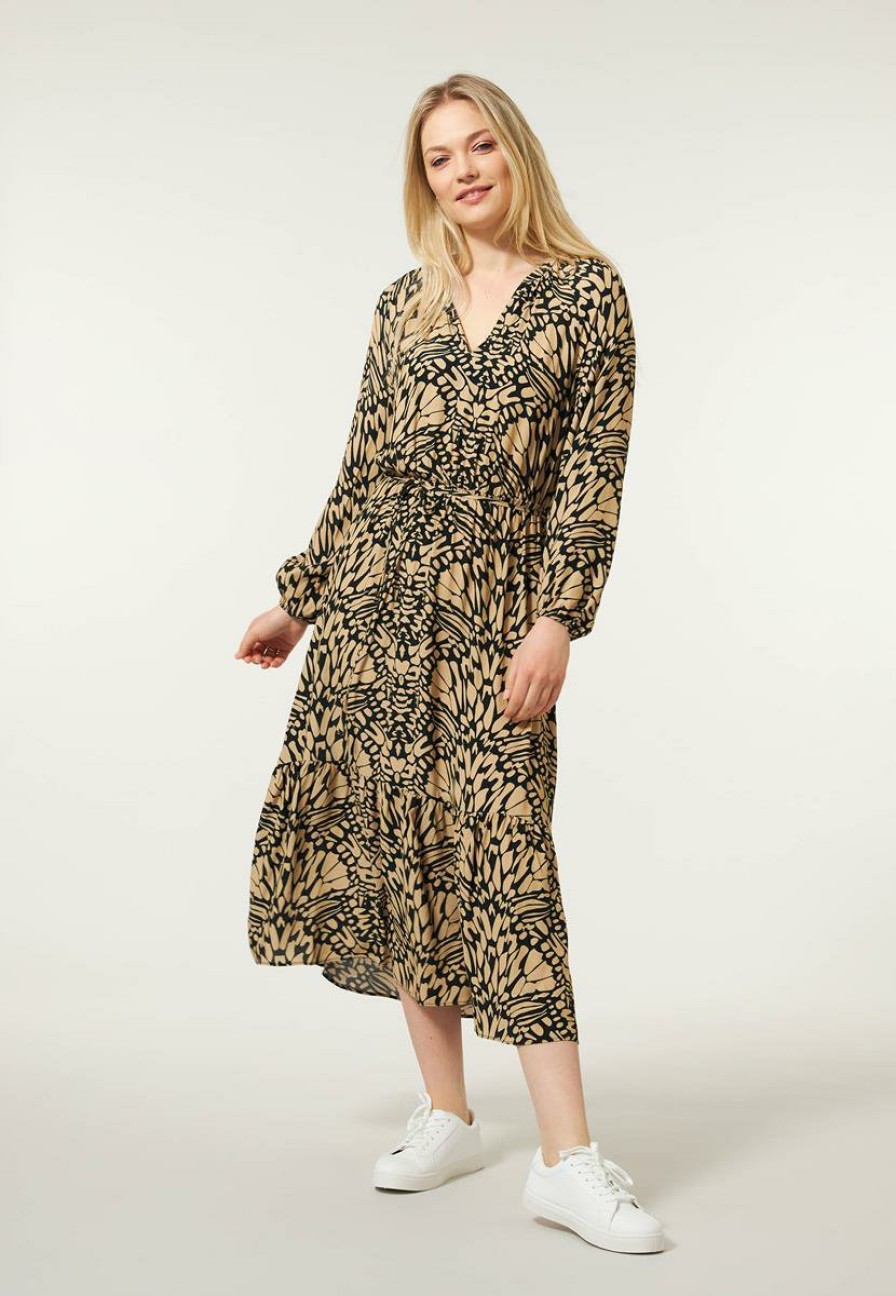 CLOTHING Miss Etam | Jurk Print Naturel