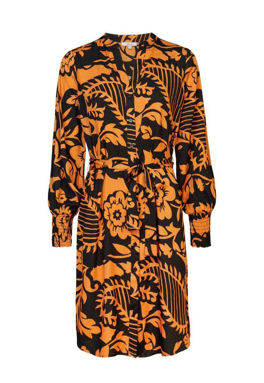 CLOTHING Miss Etam | Jurk Jacquard Print Oranje