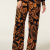 CLOTHING Miss Etam | Broek Jacquard Wide Leg Print Oranje