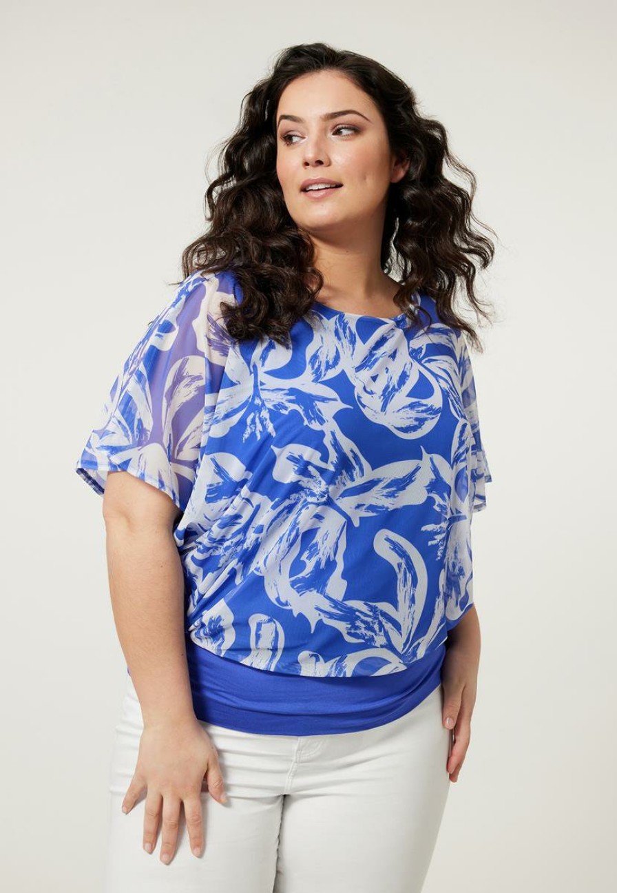 PLUS Miss Etam | Top Print Blauw