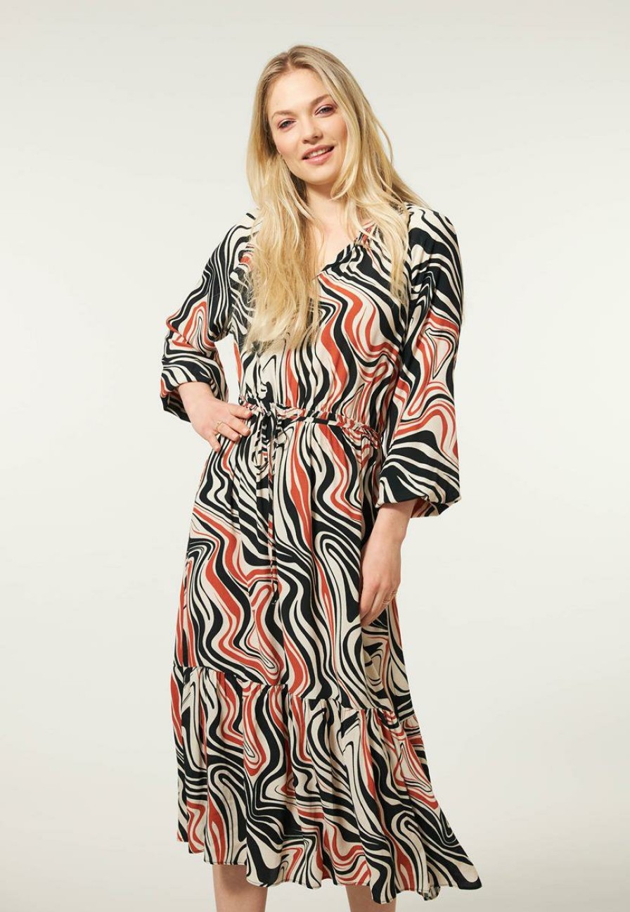 CLOTHING Miss Etam | Jurk Print Zwart