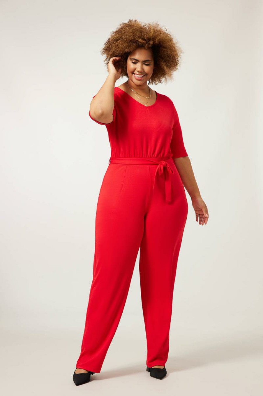 PLUS Miss Etam | Jumpsuit 'Louise' Rood