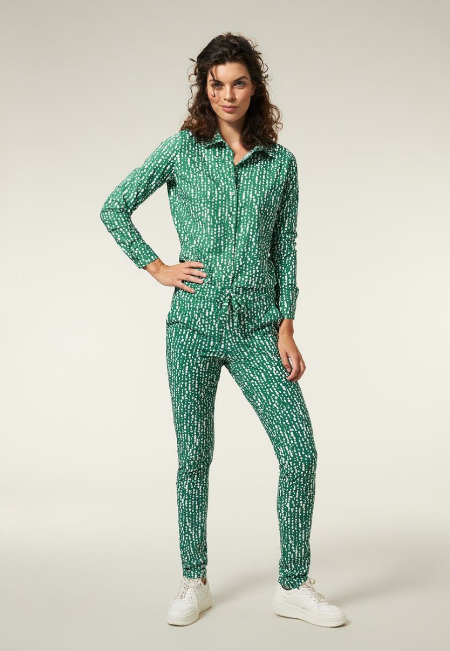 CLOTHING Miss Etam | Jogger Travel Print Groen 36"