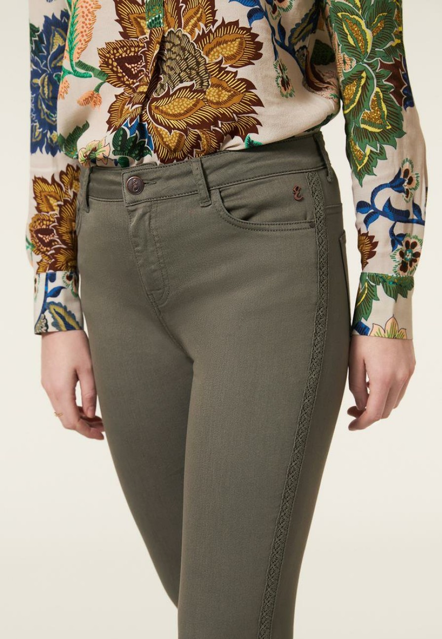 CLOTHING Miss Etam | Broek Slim Fit Groen 32"