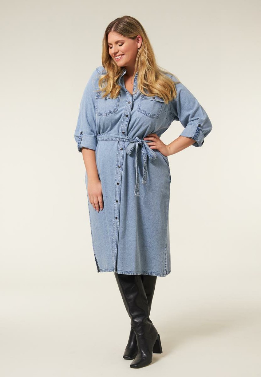 PLUS Miss Etam | Jurk Denim Blauw