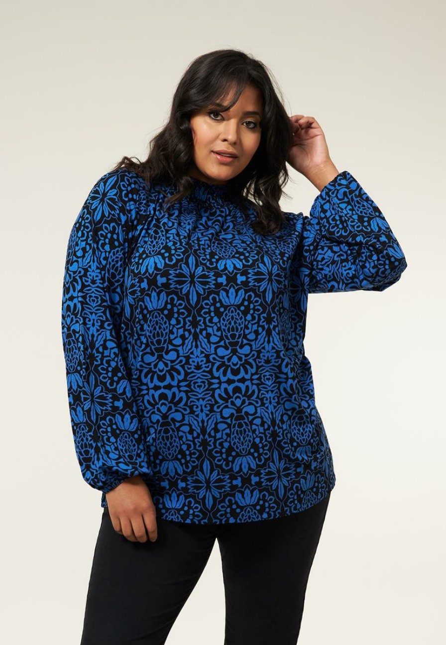 PLUS Miss Etam | Top Print Blauw